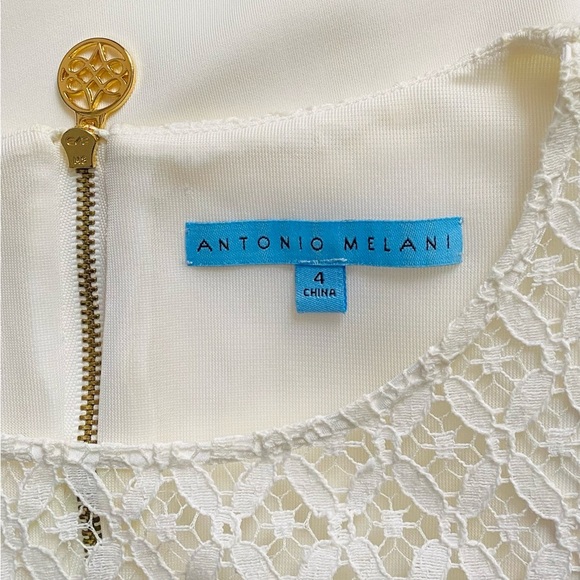 ANTONIO MELANI Elegant White Dress with Lace Detail Office/Formal Dress Size 4 - Picture 7 of 8